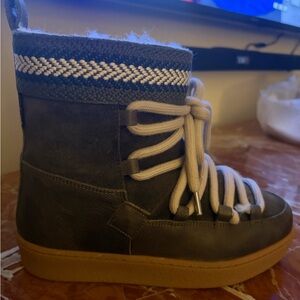 Penelope Chilvers Gray and Tan Lace-Up Ankle Boots
